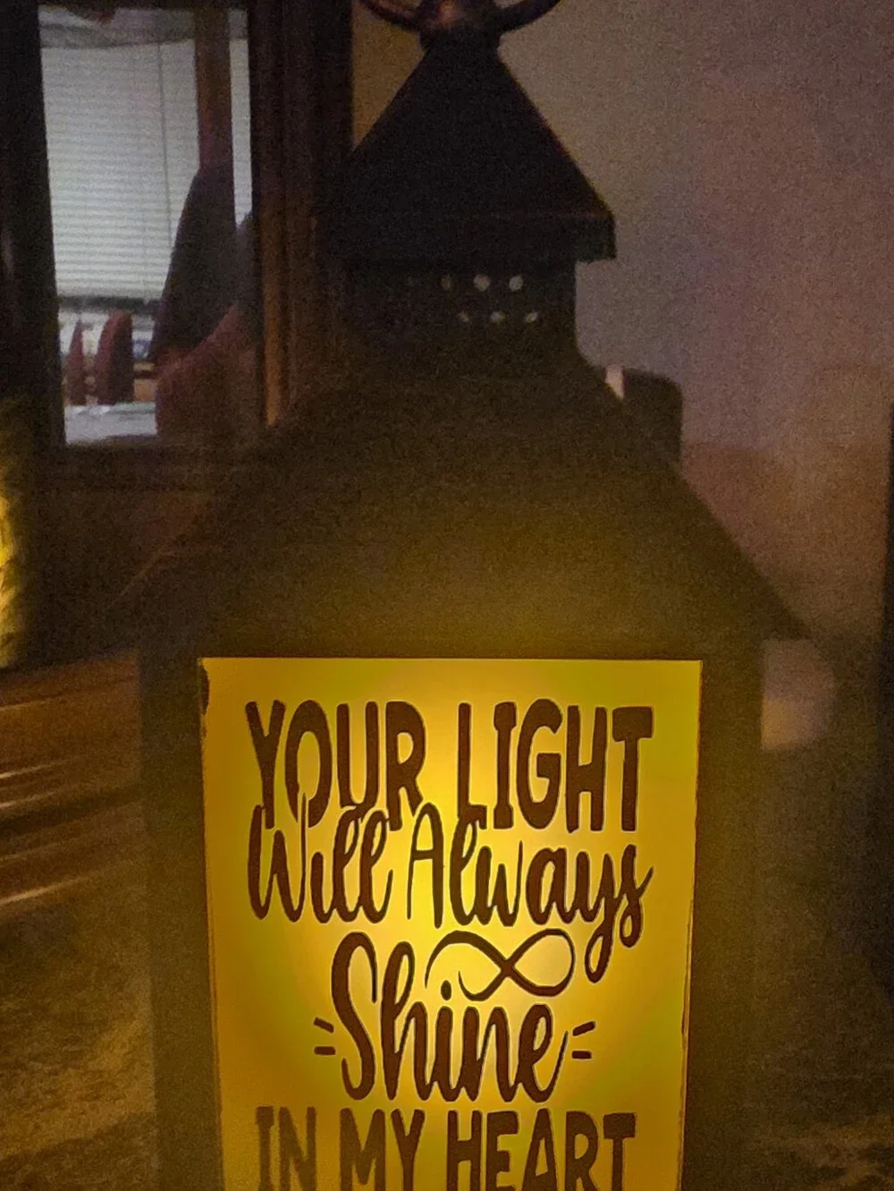 Memorial Lantern with 'Your Wings Were Ready' Sentiment - Amber Glow